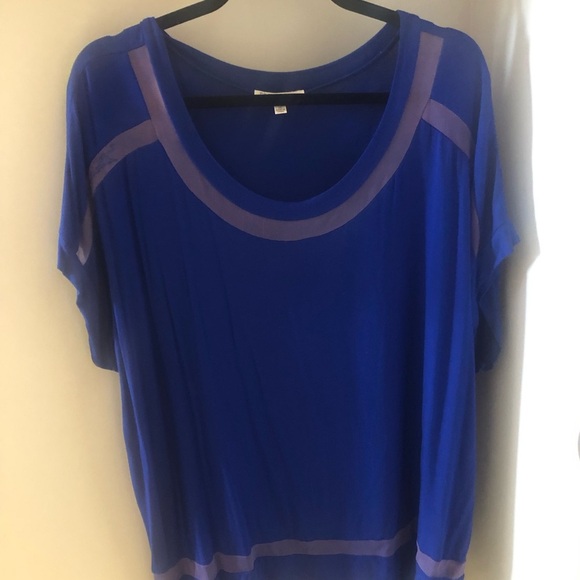 Spense 2X Royal Blue T Shirt with Mesh Detail - Picture 9 of 10